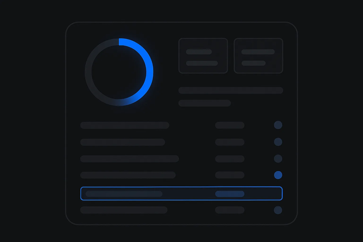 Stylized mockup of the AI readability audit report: a large score ring three-quarters full, two stat cards, and a checklist of audit rows with pass and fail status dots, one failing row highlighted.